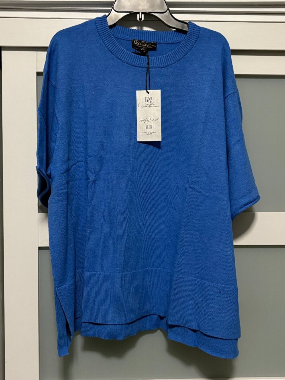 DG2 by DIane Gilman HSN Tri-blend yard softness blue crewneck sweater sz XL NEW